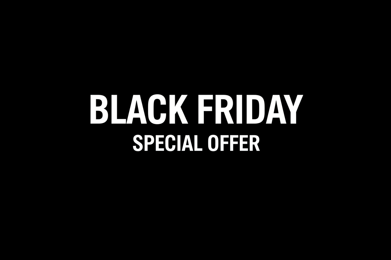 generate a picture that can fit on a mobile frame where it is written "Black Friday" big and bold in first line and "Special offer" in the second line. All in capital letter. This needs to be written in a white font on a black background 