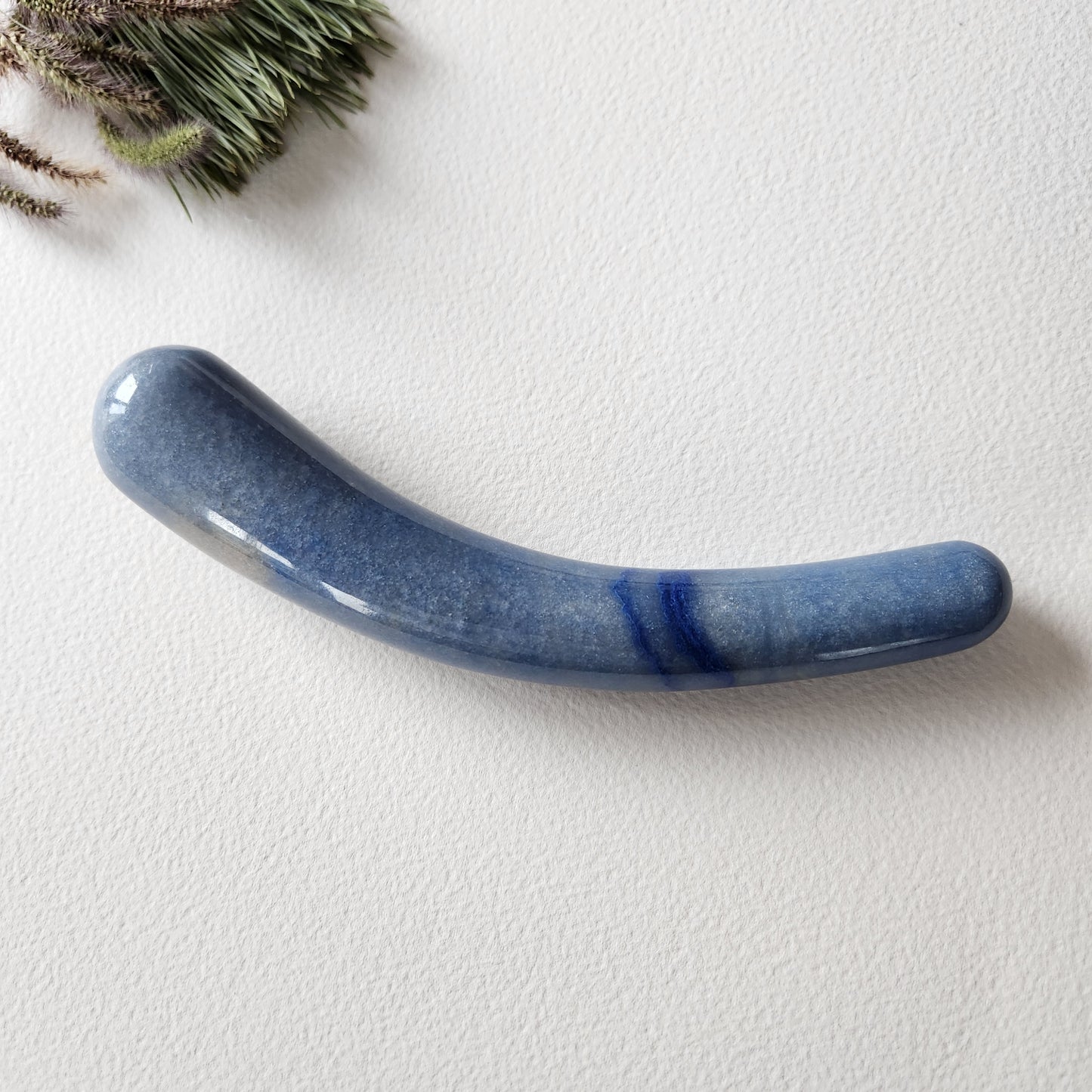 Crystal Wand Yoni Curved Blue Aventurine in a Crescent shape for anal - Sex toy - Dildo