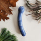 Smooth blue aventurine crystal wand dildo with round tip