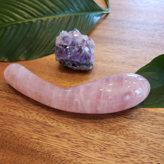 Rose quartz yoni wand for love, self-care, and feminine energy