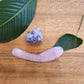 Dual-size rose quartz curved yoni wand for nurturing and well-being