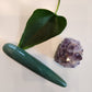 Crystal Wand Yoni in a slim straight shape in a Green aventurine color to reach the G-Spot