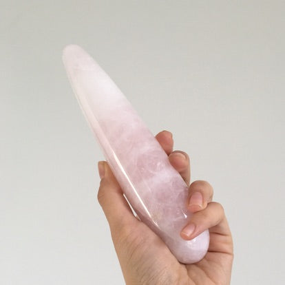 Large straight Crystal Wand Yoni shape in a Rose quartz color for sex anal pleasure